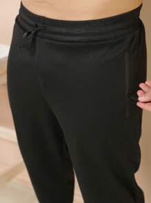 Men's Sweatpants /Zipped Pockets /Elastic Waist - Black - View 5