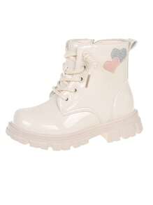 1 双时尚心形设计简约儿童靴 - 米色 - 查看 2