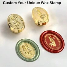 1PC Con dấu sáp hình bầu dục được cá nhân hóa - Con dấu sáp niêm phong KHÔNG CÓ quai Con dấu sáp tùy chỉnh để làm đồ thủ công, phong bì, giấy gói quà, quà tặng tốt nghiệp và thiệp mời đám cưới Trở lại trường, Trở lại trường, đồ dùng học tập - Vàng - Xem 6