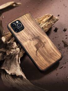 Carved Wooden Phone Case Compatible With Apple, Samsung, - Brown - View 2