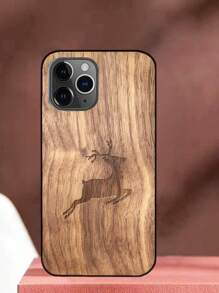 Carved Wooden Phone Case Compatible With Apple, Samsung, - Brown - View 4