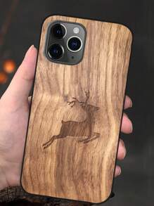 Carved Wooden Phone Case Compatible With Apple, Samsung, - Brown - View 5