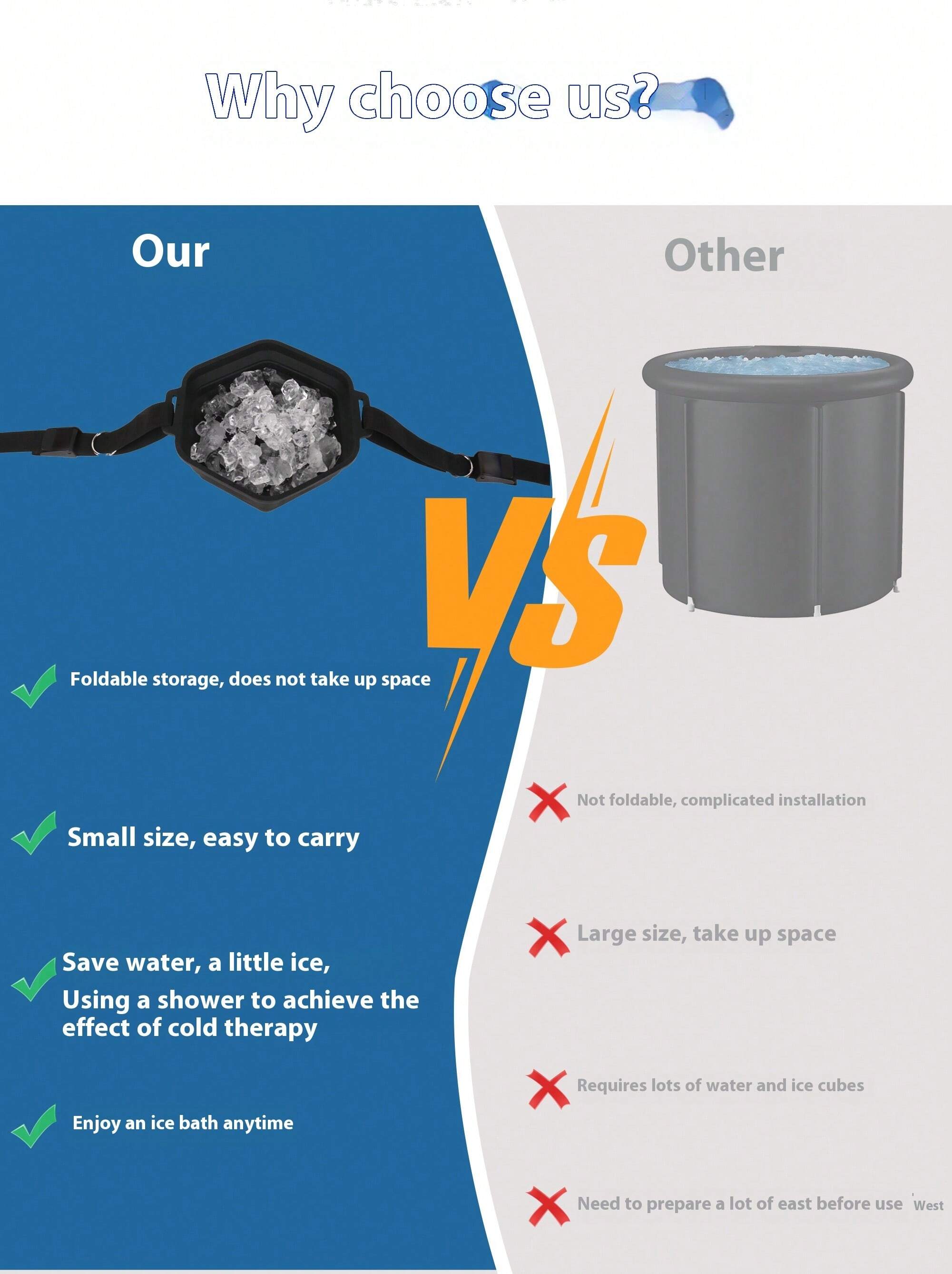 Silicone Ice Bath Device, Add Ice Cubes To The Container, The Shower