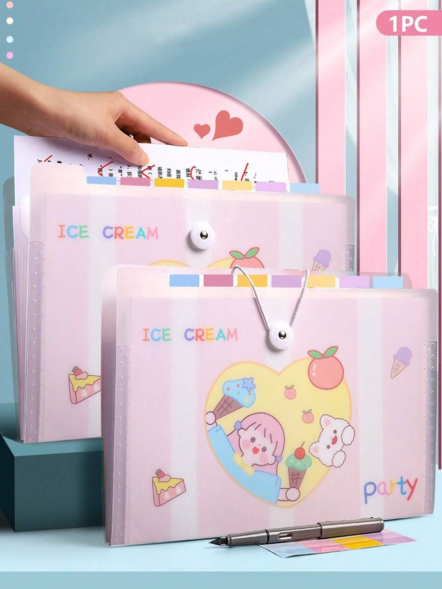 1 cái Túi đựng hồ sơ mở rộng khổ A4, dung lượng lớn cho bé gái 8/12 ngăn, Túi đựng tài liệu, Quay lại trường, Đồ dùng học tập - Nhiều màu - Xem 1