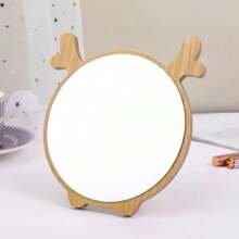 1pc 桌面卡通个人化妆镜、可爱创意化妆镜、桌面立式木框镜、可折叠单面化妆镜、便携式台式梳妆镜、浴室化妆镜、学生台式镜、宿舍梳妆台镜、装饰镜、家居装饰、房间装饰、浴室配件 - 彩色 - 查看 1