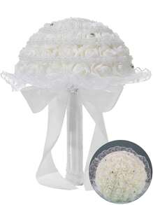 珍珠爱婚礼花束，适合新娘或伴娘，水晶玫瑰，新娘伴娘婚礼手捧花 - 彩色 - 查看 17