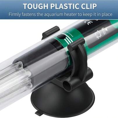 4 piezas Sujetador de calentador de acuario con ventosa y clip de 0.98 pulgadas, soporte de varilla de calentador estándar negro para pecera (no apto para tubería de aviación)
