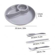 WORTHBUY 1pc Round Plastic Food Plate With 3 Compartments, Dishwasher & Microwave Safe Serving Tray, Fruit Salad Food Plate, Kitchen Divided Dinner Plate, Suitable For Women & Students To Control Diet And Lose Weight - Multicolor - View 10