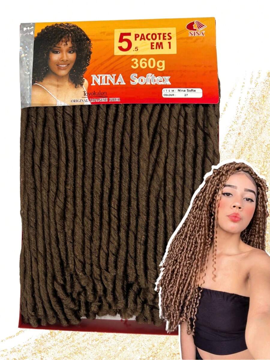 Nina Softex Original Dread Crochet Curly Hair Bundle 360 Grams 5 In 1 - Camel - Ver 1