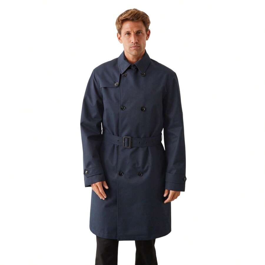 Burton Mens Double-Breasted Trench Coat (Navy) - Navy Blue - View 1
