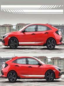 2pcs Universal Striped Vinyl Car Body Side Decal Stickers For Automotive & SUV Tuning Decoration - one-size - View 3