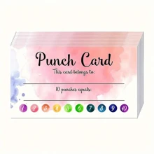 50 piezas Tarjetas de punción con acabado mate con diseño de acuarela "Gracias" para incentivos de aula y comportamiento - Tarjetas de recompensa interactivas para maestros y amigos, reverso en blanco para mensajes personalizados (estilo aleatorio) - Multicolor - Ver 6