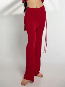 女士肚皮舞服装套装短袖上衣 + 开衩结裙 2 件套东方肚皮舞专业服装 - 酒紅色 - 查看 6