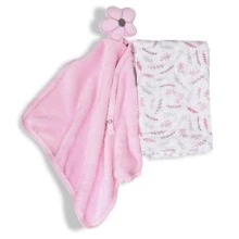 Gift Kit Baby Naninha And Soft Blanket 2 Pieces Girl Flowers - Màu Hồng baby - Xem 1