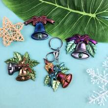 1 pieza Mold de silicona con campana de Navidad, Molde de fundición de resina para decoraciones navideñas, mold con adorno de árbol de navidad de Silicone, molde de aleación de aluminio DIY para llaveros, colgantes de joyería de molda, muñeco de plata con muelas de Christmas, moldes para tiones - Blanco - Ver 5