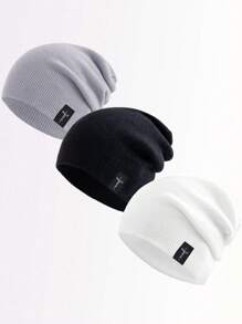 3/1 包 Faith 编织徽标帽 男女通用冬季帽 亚克力翻边帽 宽松帽 户外针织帽 男士 - 彩色 - 查看 1