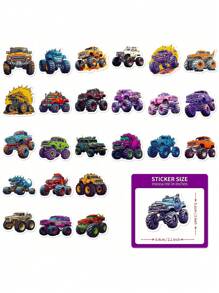 50张酷炫卡通赛车贴纸，个性化DIY超级跑车赛车贴花 - 多色 - 查看 10