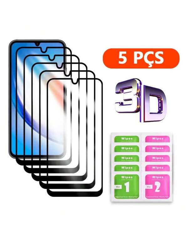 KIT 5 PECAS Película de vidro 3D 9d para Samsung