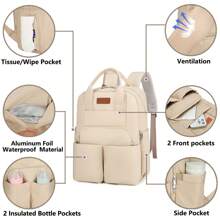 1 pieza Mochila bolsa cambiador para bebé - Bolsa multifunción impermeable para bebés niños y niñas, Mochila cambiador - Bolsa de pañales de viaje grande - Mochila de viaje para maternidad y cambio de bebé, Artículos esenciales y regalos para el registro y la ducha de bebé recién nacido - Caqui - Ver 2