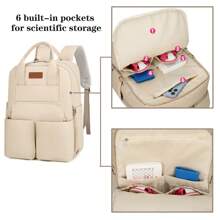 1 pieza Mochila bolsa cambiador para bebé - Bolsa multifunción impermeable para bebés niños y niñas, Mochila cambiador - Bolsa de pañales de viaje grande - Mochila de viaje para maternidad y cambio de bebé, Artículos esenciales y regalos para el registro y la ducha de bebé recién nacido - Caqui - Ver 3