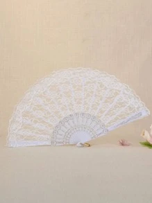 1 件时尚简约女士个性化蕾丝花边折扇舞蹈拍摄道具小巧便携，非常适合万圣节送礼 - 彩色 - 查看 7