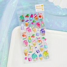 Colorful Holographic Crystal Popsicle, Candy, Ice Cream Sticker 3D Epoxy Decal Glitter Cute Girl Unicorn Candy Scrapbooking Sticker Back To School