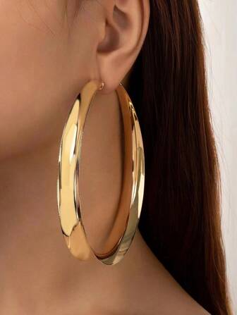 1 paire Boucles d'oreilles créoles exagérées et minimalistes de luxe extra-larges pour femmes