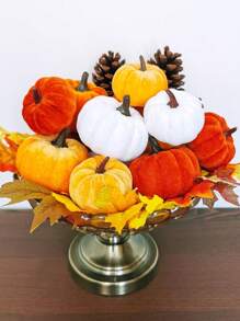 8 szt. - Dynie dekoracyjne z pianki aksamitnej, dekoracja na jesień do domu, farmy, żniwa, Święto Dziękczynienia, zestaw dekoracyjny z aksamitnej dyni - różne sztuczne małe, rustykalne dynie dekoracyjne z motywem żniw, dynie z pianki aksamitnej, centralny element stołu, kominek, przyjęcie żniwne, dekoracja jesienna, dekoracje na Halloween, dekoracje na Halloween (pomarańczowy, karmelowy, biały)