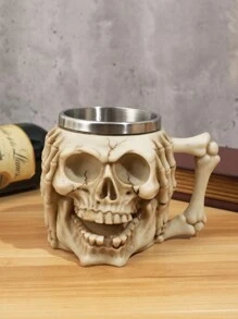 骷髅形不锈钢杯，万圣节骷髅设计马克杯，独特家居装饰，婚礼派对礼品和摄影道具万圣节派对 - 彩色 - 查看 8