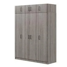4-Door Wardrobe With 1 Drawer And Top Cabinet , Gray - Grey - View 10