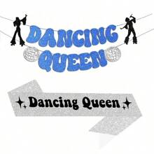 2pcs Sparkling Dance Queen Party Decoration Single Disco Ball Banner With Silver Ribbon - Multicolor - View 7