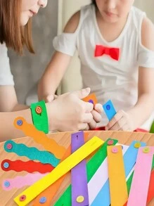 Giocattoli in feltro per bambini, giocattoli educativi precoci Montelisso, braccialetti fai-da-te con bottoni, migliorano le abilità motorie fini e il riconoscimento dei colori, adatti per partecipare all'apprendimento (i colori sono casuali)