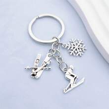 1入街頭風格情侶款溜冰鞋造型鑰匙圈，冬季運動用品，聖誕節送給朋友的禮物 - 復古銀色 - 查看 4