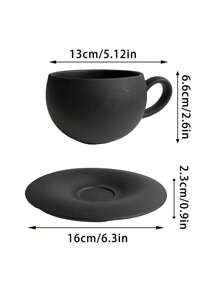 CMYD Studio 350ml火山石陶瓷咖啡杯碟純白釉簡約馬克杯咖啡館家庭辦公下午茶杯碟 - 白色 - 查看 11