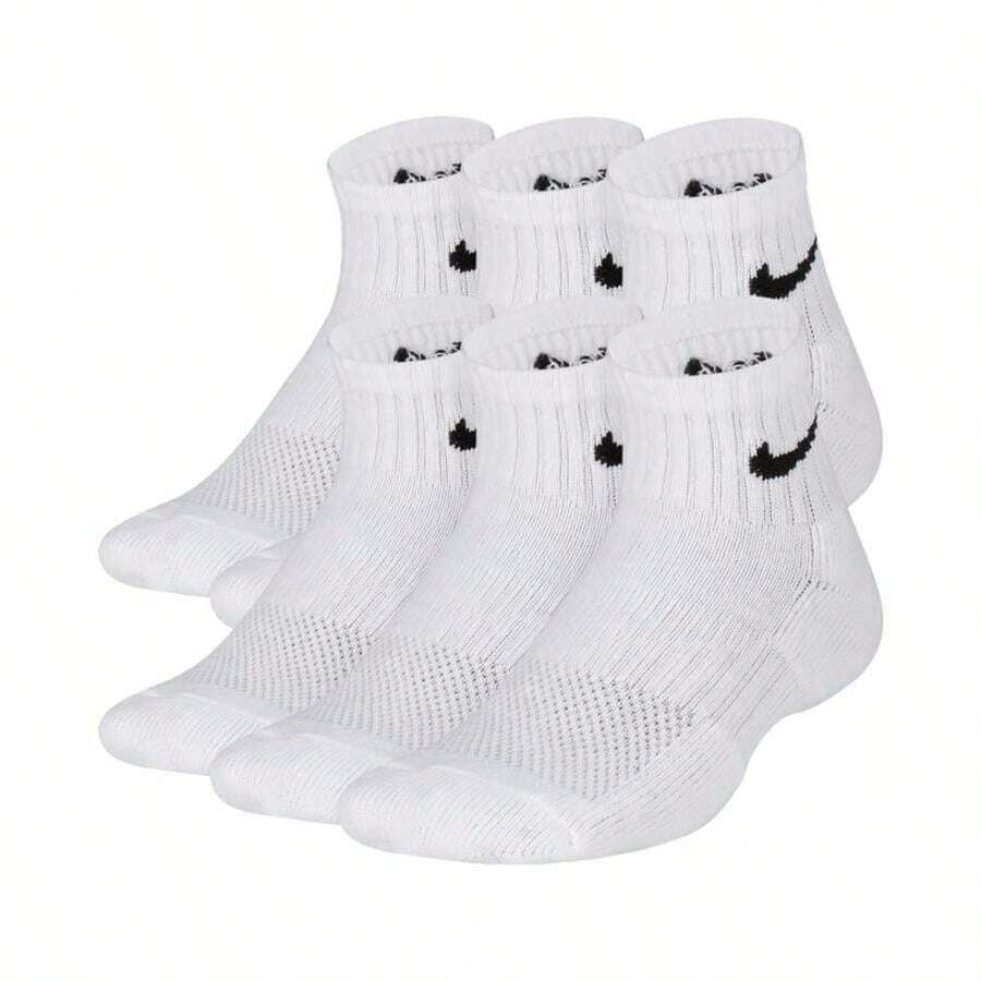 Nike Big Kids' Cusned Ankle Socks, 6 Pairs - White - View 1