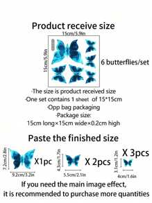 1set Glow Butterfly Wall Decals Blue Luminous Butterfly Glow In The Dark Wall Stickers DIY Decor For Kid Girl Bedroom Bathroom Decorations (Five Sets Of Main Image Effects Need To Be Purchased), Stickers, Wall Decal, Vinyl Decal For Home Decorations, Spring Decoration Items Refresh Your Home, Festival Decoration Stickers Gifts Birthday Graduation
