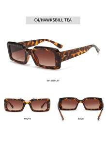 潮流矩形时尚眼镜，男女皆宜，复古 90 年代方形太阳镜，厚框太阳镜，玳瑁时尚眼镜（带多功能螺丝刀、眼镜纤维布）万圣节 - 彩色 - 查看 19