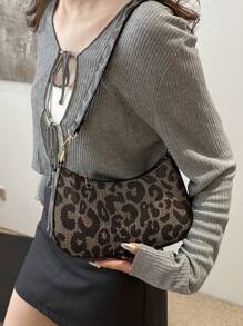 Túi đeo chéo họa tiết da báo cổ điển, túi xách baguette thời trang thường ngày, túi xách nữ đa năng thời trang hàng ngày, túi xách thanh lịch dành cho người trưởng thành, túi in họa tiết da báo thời trang, túi in họa tiết động vật dành cho nữ, ví in họa tiết báo đốm thời trang thu đông dành cho nữ, túi in họa tiết hổ mới dành cho nữ mùa thu đông. - màu nâu - Xem 4