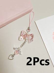 1/2 件粉色蝴蝶结心形星形钥匙扣或手机挂件，彩色串珠手机挂件钥匙扣，甜美女孩千禧风格，适合日常佩戴或约会，是送给母亲、爱人、朋友或任何节日或生日的完美礼物 - 彩色 - 查看 16