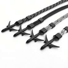 Pulsera De Avion De Acero Y Vintage Retro Hombre Moda - Negro - Ver 3