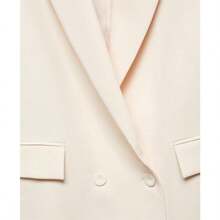 Mango Áo blazer nữ hai hàng khuy - Màu be nhạt - Xem 7