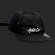 Anth Co Casual Street Strapback 5 Five Panel Straight Brim Cap - 黑色 - 查看 2