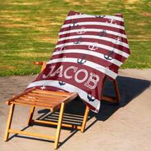 1pc Custom Beach Towel, Personalized Beach Towel With Your Name - Monogrammed Towels For Men Boys, Custom Gift For Boyfriend With Anchors Multi-Functional, Quick Dry, Breathable, Reusable Exquisite, For Anniversaries, For Valentine's Day, For Mother's Day, For Birthdays, For Ren's Day, For Father's Day, For Graduation, For Weddings, For Housewarming Bathroom, Living Room, Bedroom, Home Summer Holiday Bathroom Decor Travel Essentials Travel Accessories Beach Essentials