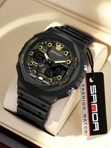 SANDA Fashion New Arrival Classical Man Electronic Watches Waterproof And Shockproof Digital Watches Sports Outdoor Running Camping Swimming Wrist Watch World Time Luminous Calendar Week Date Alarm Clock 12/24 Hour Military Multifunctional LED Stopwatch