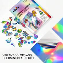 Giấy dán nhãn in nổi ba chiều khổ A4 10/20 tờ cho máy in phun và máy in laser, giấy dán nhãn in vinyl, giấy dán nhãn bóng chống thấm nước khô nhanh - 8,3 x 11,7 inch, màu cầu vồng - cầu vồng - Xem 4