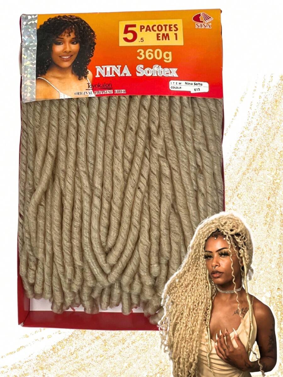 Nina Softex Original Dread Crochet Curly Hair Bundle 360 Grams 5 In 1 - Amarillo - Ver 1