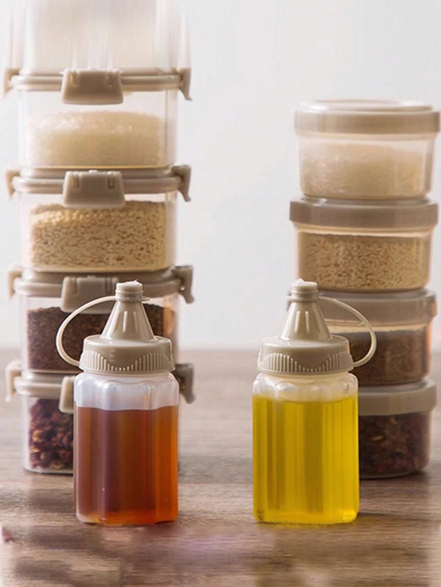 4pcs Portable Seasoning Squeeze Bottle, Mini Translucent Sauce Bottle For Outdoor Camping - 1 Yellow - View 1