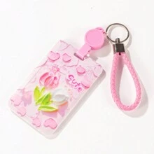 带伸缩徽章卷轴的多用途挂绳卡夹，粉色钥匙扣 - 粉色 - 查看 10