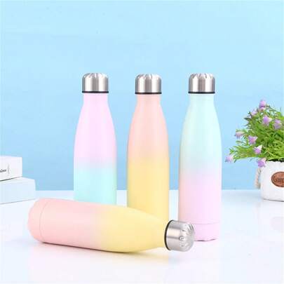 Borraccia in acciaio inossidabile da 500 ml a doppio strato con isolamento a vuoto, colore sfumato attraente, adatto per uso all'aperto, sport, uomo, donna, come regalo estivo