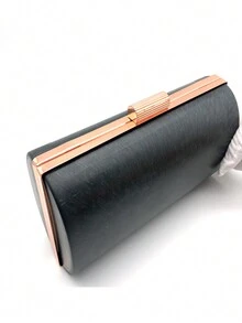 DIY Evening Bag Accessories Semi-Products Rose Gold Color Purse Metal Frame With Plastic Shell - Rusty Rose - View 11